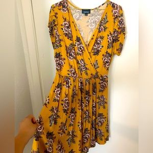 ModCloth Yellow/mustard floral dress size L